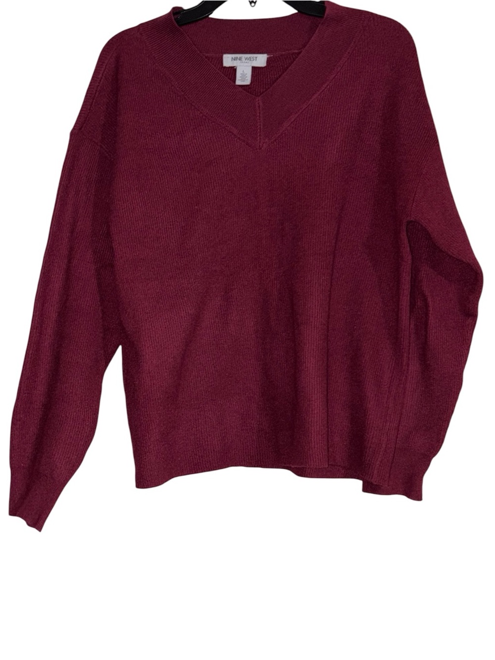 Nine West V-Neck Ribbed Sweater